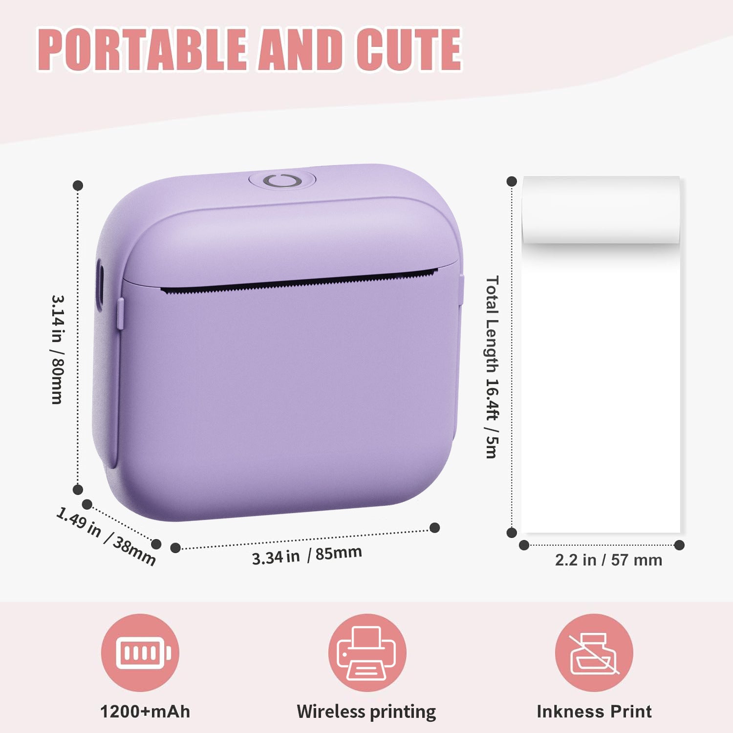 Mini imprimante portable sans encre - Bluetooth